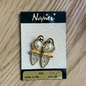 Vintage Napier Brooch with Pearl Accents